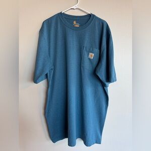 Carhartt K87 Blue Teal Pocket T-Shirt XL Tall Loose Fit Workwear Heavyweight Tee